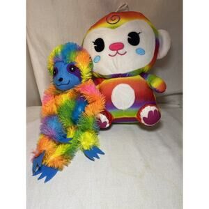 Lot 2 Jungle Monkey Fiesta Toys-Goffa Rainbow Stuffed Plush Animal Multicolor